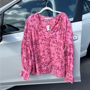 NWT LOFT Pink Floral Women's Top L
